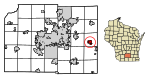 Dane County Wisconsin Incorporated and Unincorporated areas Deerfield Highlighted